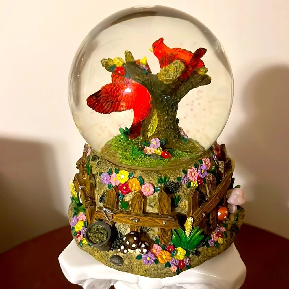 Musical Globe with Cardinal Birds. Everything Is Beautiful!